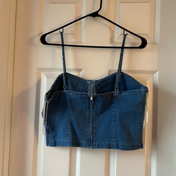 SouthernFriedChics Denim Rhinestone Fringe Size 3X NWT - Picture 4 of 4